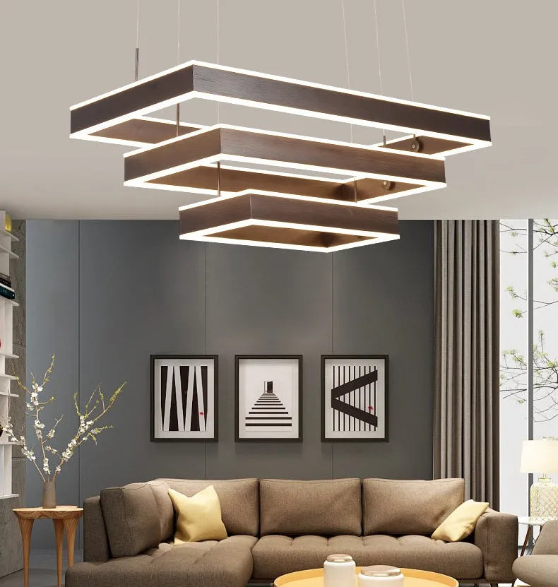 Contracted living room ceiling chandelier fish type pendant lamp in brown aluminium and acrylic with remote control dimmer