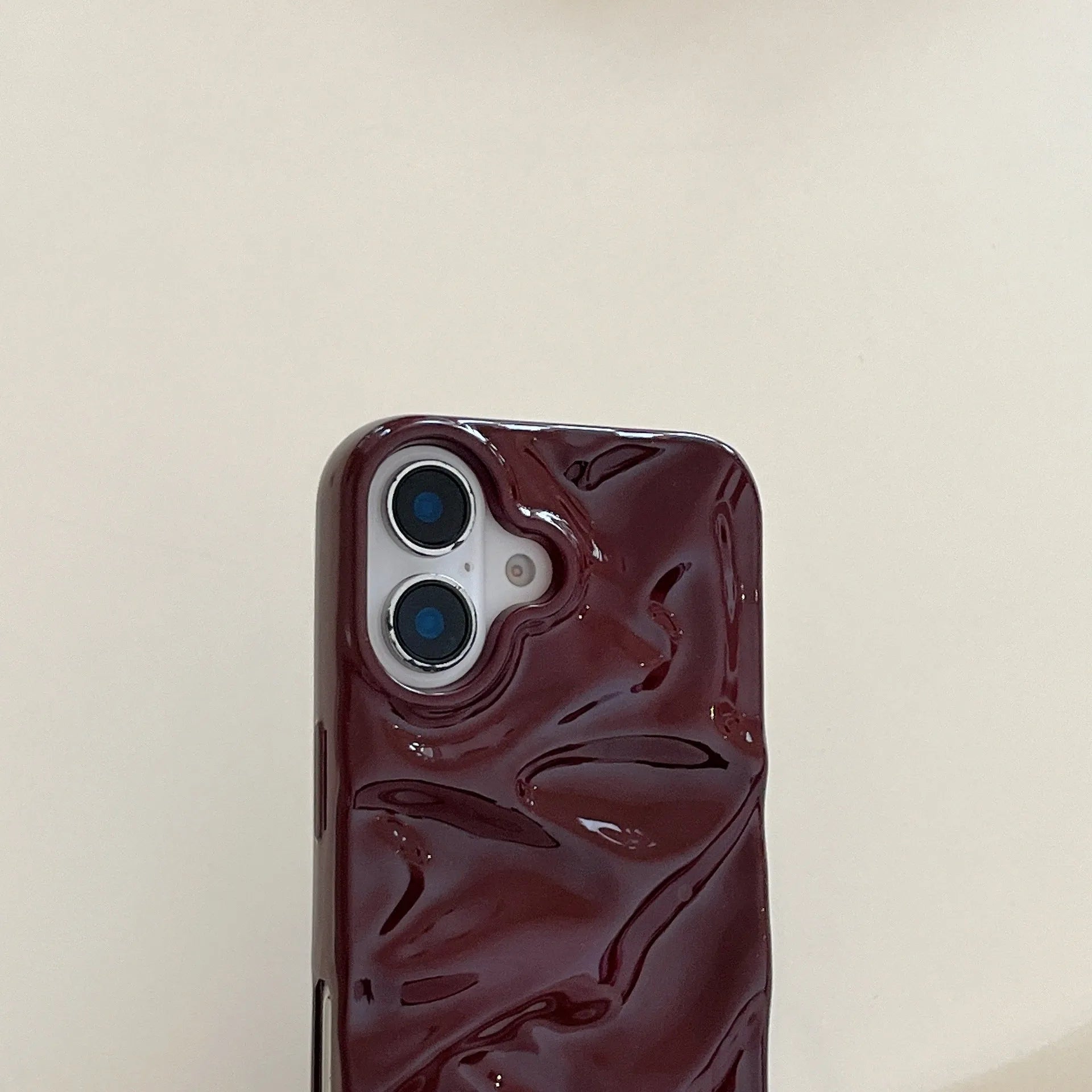 Niche wine red irregular pleated three-dimensional TPU soft shell phone case for Apple iPhone models