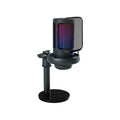 USB condenser microphone with colourful LED lighting effects on cantilever stand