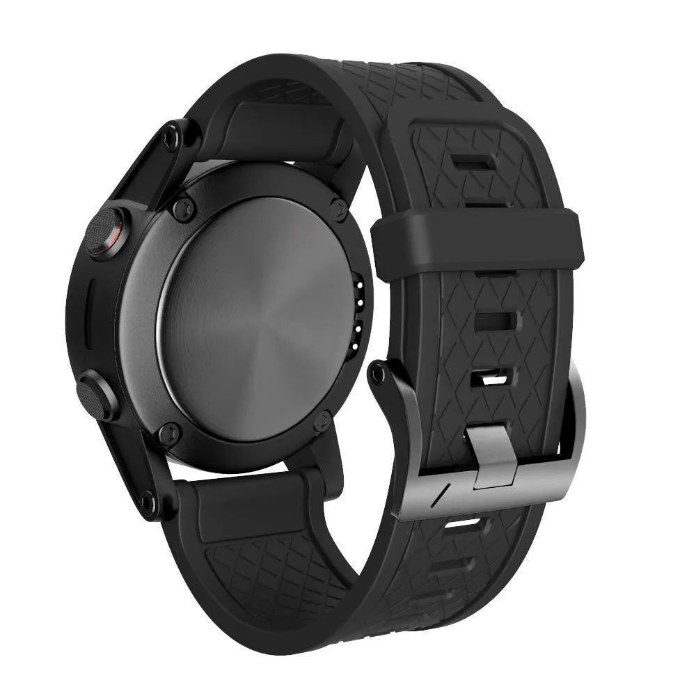 Black silicone watch strap with stainless steel buckle for Jiaming 26mm sports watches