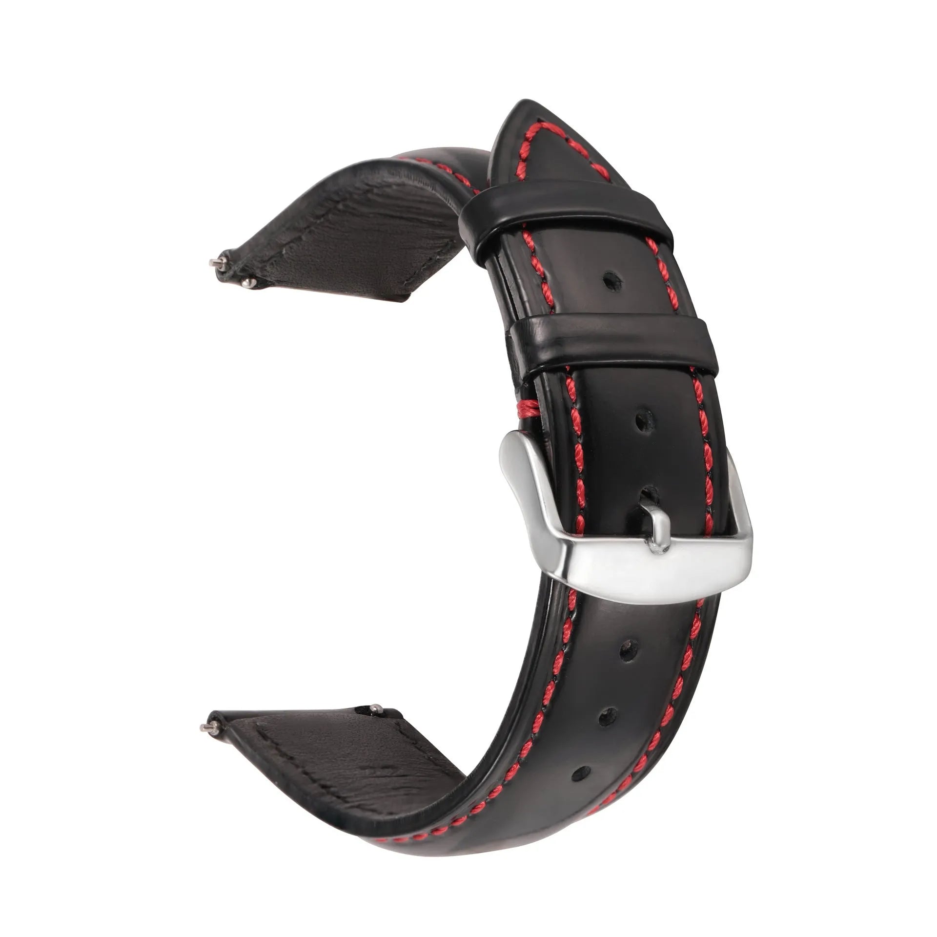 Quick release bright cowhide leather watch strap shown in multiple colour and width size options