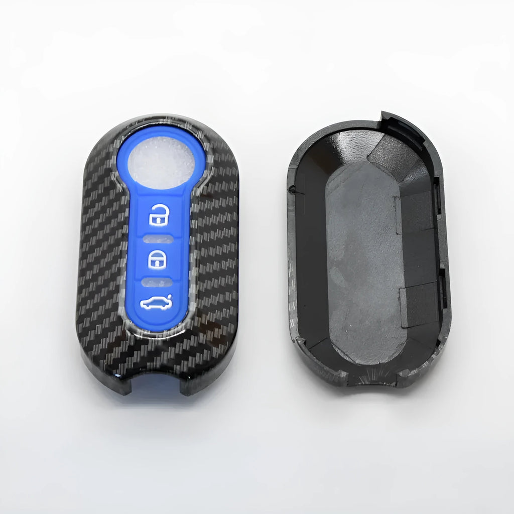 Fiat 500 Boyue Ottimo Viaggio car remote key replacement shell in black, red, and dark blue colours.