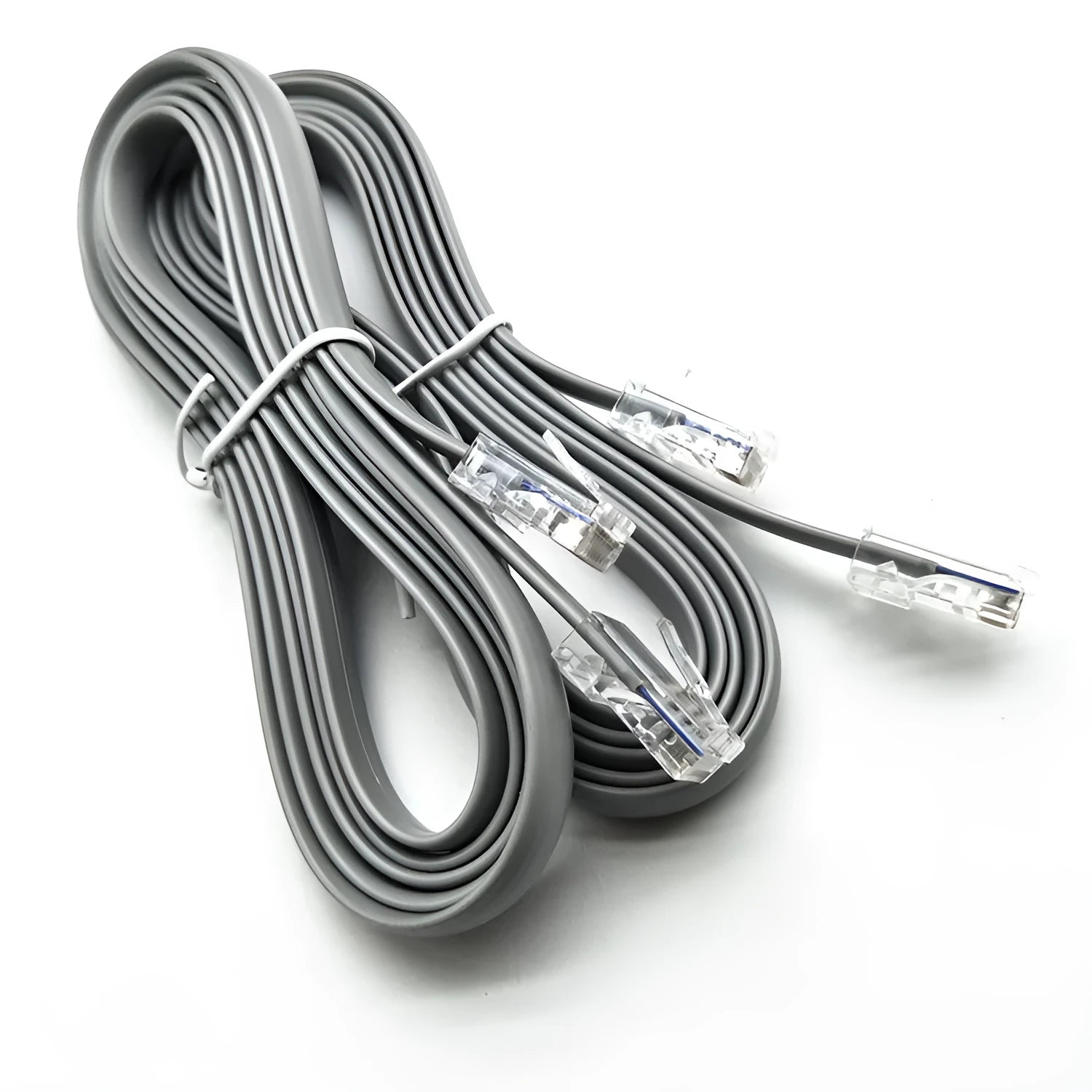 Silver grey CAT6 Ethernet cable with RJ-45 connectors, 2 metres in length