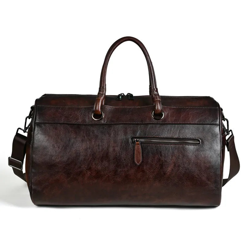 Handmade retro style leather bag in vintage brown made from top-grain cowhide.