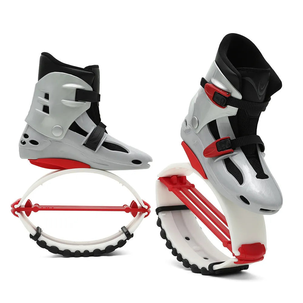 TPU bouncing shoes for sports in multiple colour combinations including pink silver, green silver, and black options