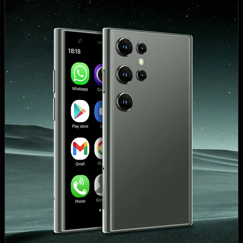 S23PRO XS15 mini smartphone in Black, Green and Pink Purple colours showing straight plate design