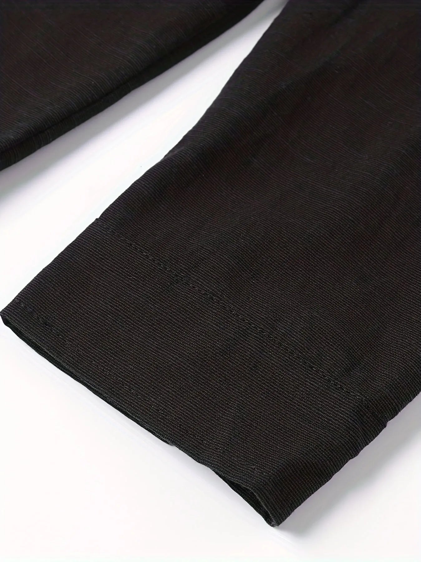 Linen casual men's shirt black long-sleeved lapel collar loose fit
