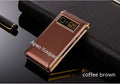 Dual Screen Flip A15 phone in black, gold, or coffee colour, showing internal and external screens.