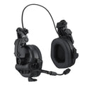 Tactical helmet style noise cancelling headphones with ABS Nylon construction and U-174 plug in black colour