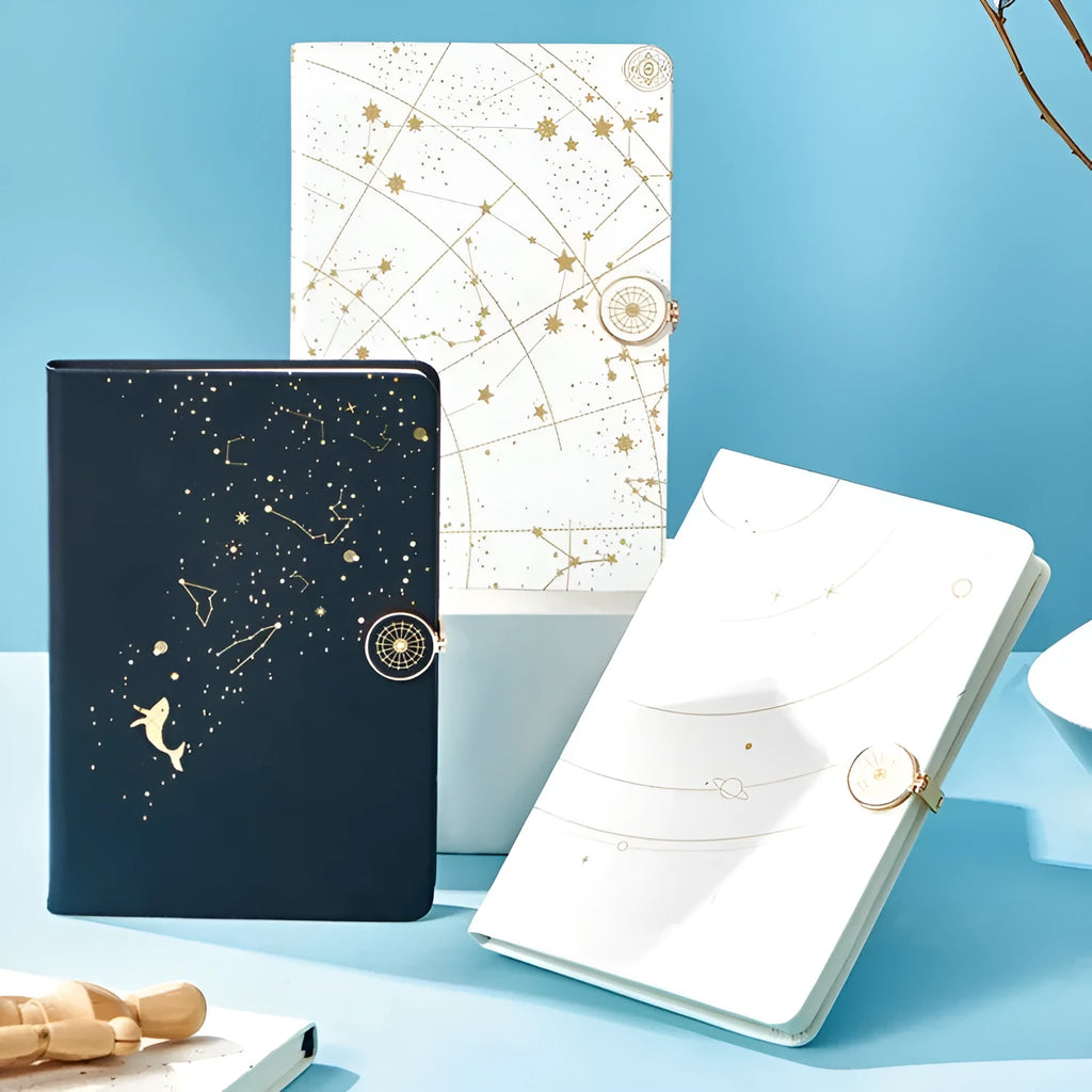 A5 fingerprint lock diary with imitation leather cover in bronzing black finish