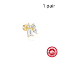 S925 sterling silver flat column geometric ear bone stud with threaded post in a gold electroplated finish.