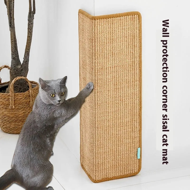 Jianma corner cat scratch board 18x60cm cloth vertical sticker for wall protection dark gray ginger yellow