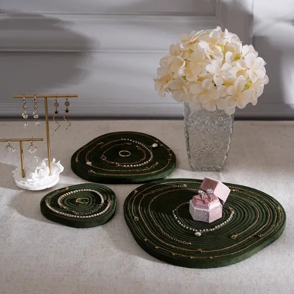 Jewelry Display Stand Multi-Color Flannel Tree Wheel Necklace Bracelet Display Tray Available in Small 12x11.5cm, Medium 18cm, Large 25cm Black Dark Grey Forest Green Brown White Milk Brown Flannel for Organising Jewellery