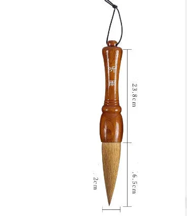 Large traditional Chinese calligraphy brush with sheep hair bristles for ink painting, shown in transparent bag.