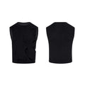 Men's solid black lyocell vest with round neck on a grey background.