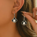 Silver retro fashion earrings for women with electroplated alloy construction