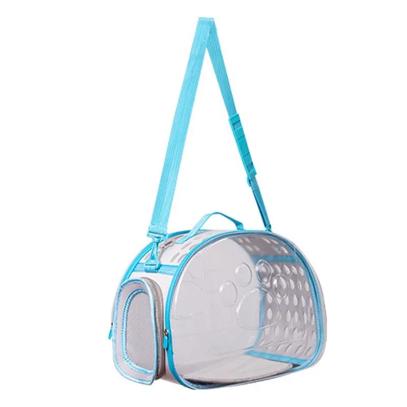 Transparent hard EVA cat backpack carrier in space capsule design with backpack straps