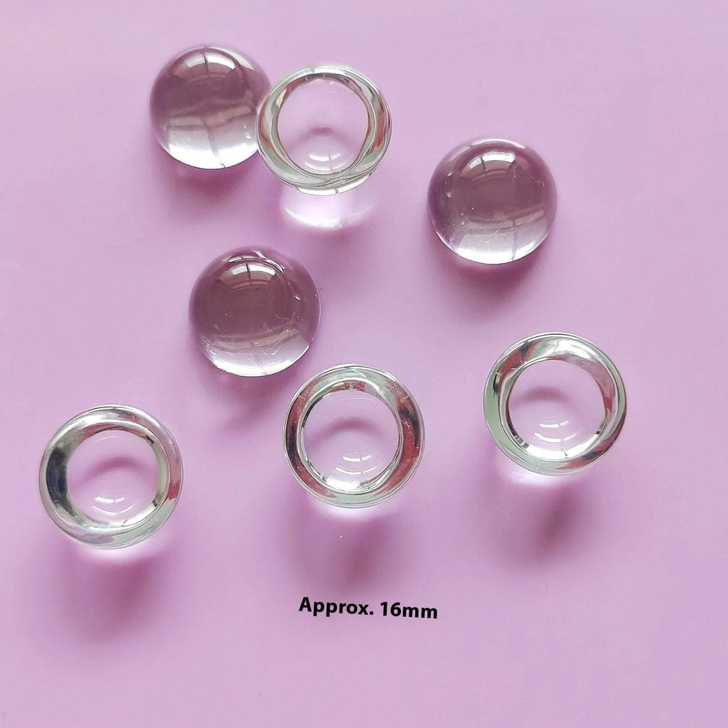 Set of PVC crystal glass ball keyboard stickers in 12x6mm size on a keyboard showing raised transparent domes