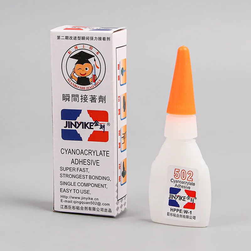 Instant strong adhesive tube for shoe repair showing 3g and 8g size options