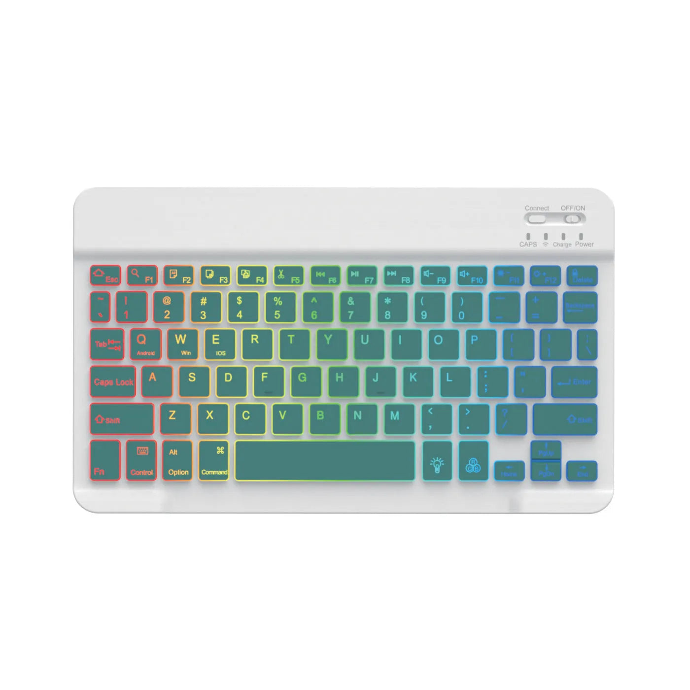 10-inch wireless Bluetooth keyboard with colourful LED backlighting for tablets and mobile phones