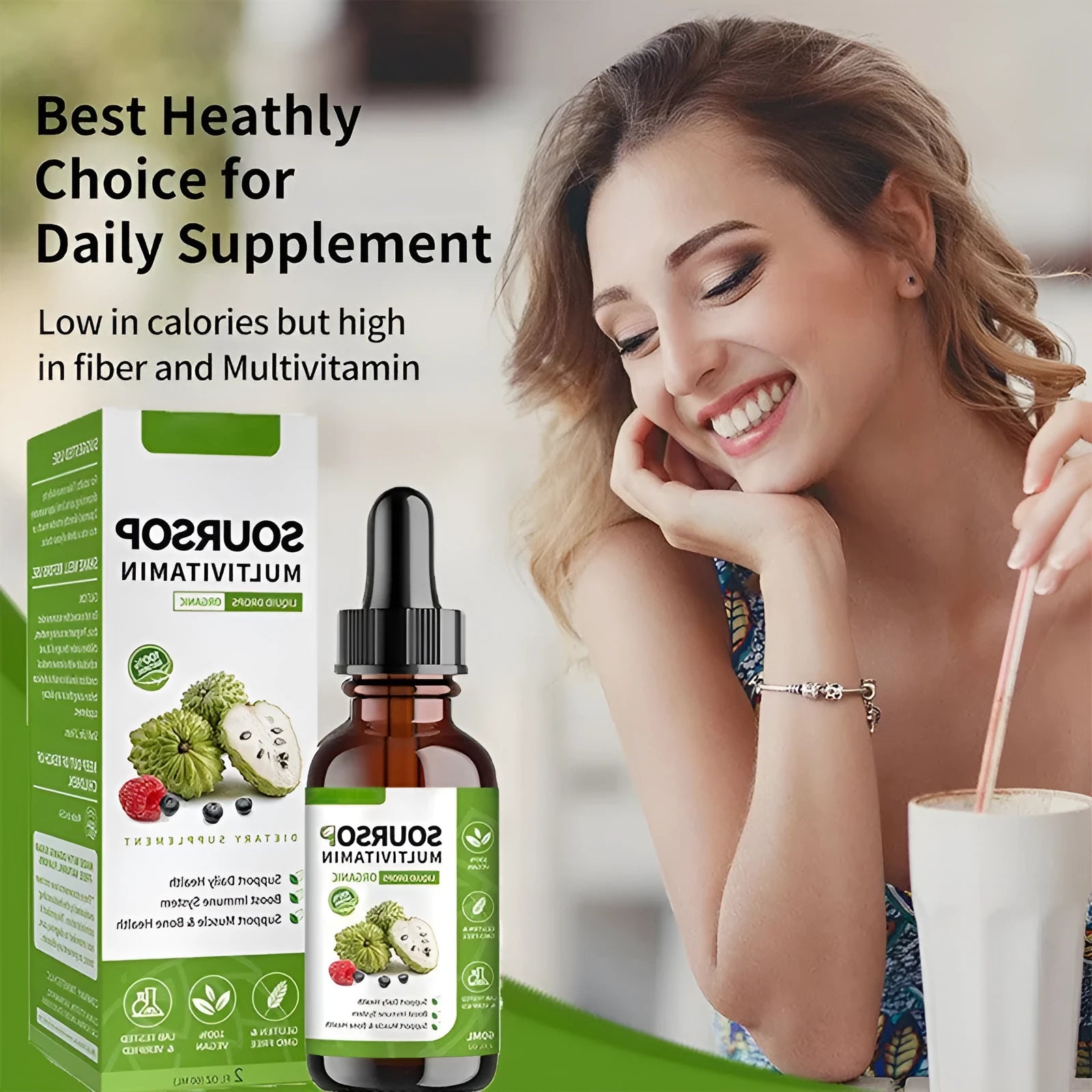 60ml bottle of Annona Prickly Fruit and Lychee edible care drops for adults