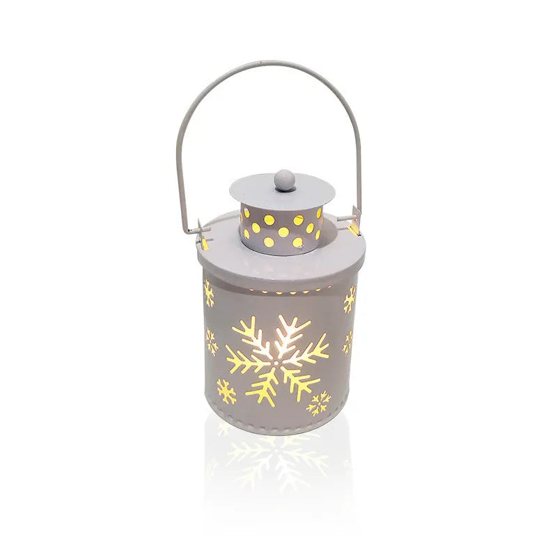 Wrought iron LED Christmas candle light with flickering glow in Nordic lantern style