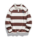 Pearl cotton polo shirt with sweater lapel collar in loose fit long sleeve design