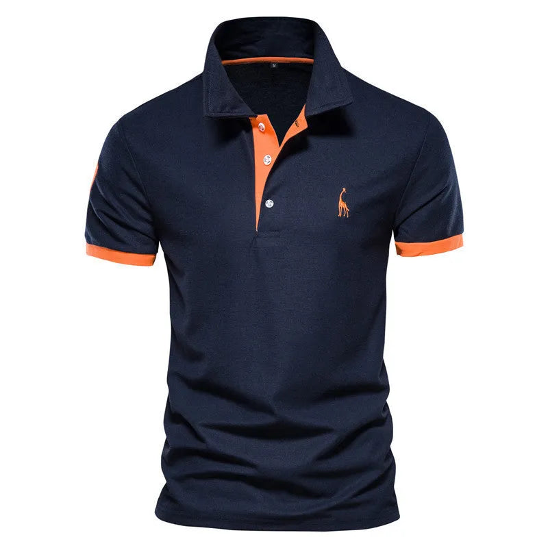 Men's slim fit short sleeve T-shirt with embroidered deer design in various colours