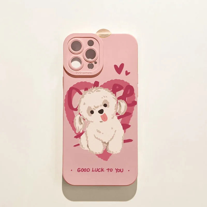 Cartoon cute animal printed TPU anti-drop phone case for iPhone 15, showing Flower Panda design on a white iPhone
