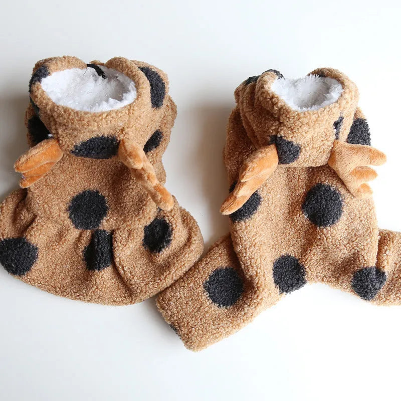 Polka dot elk couple pet clothing for dogs and cats in casual style with five size options