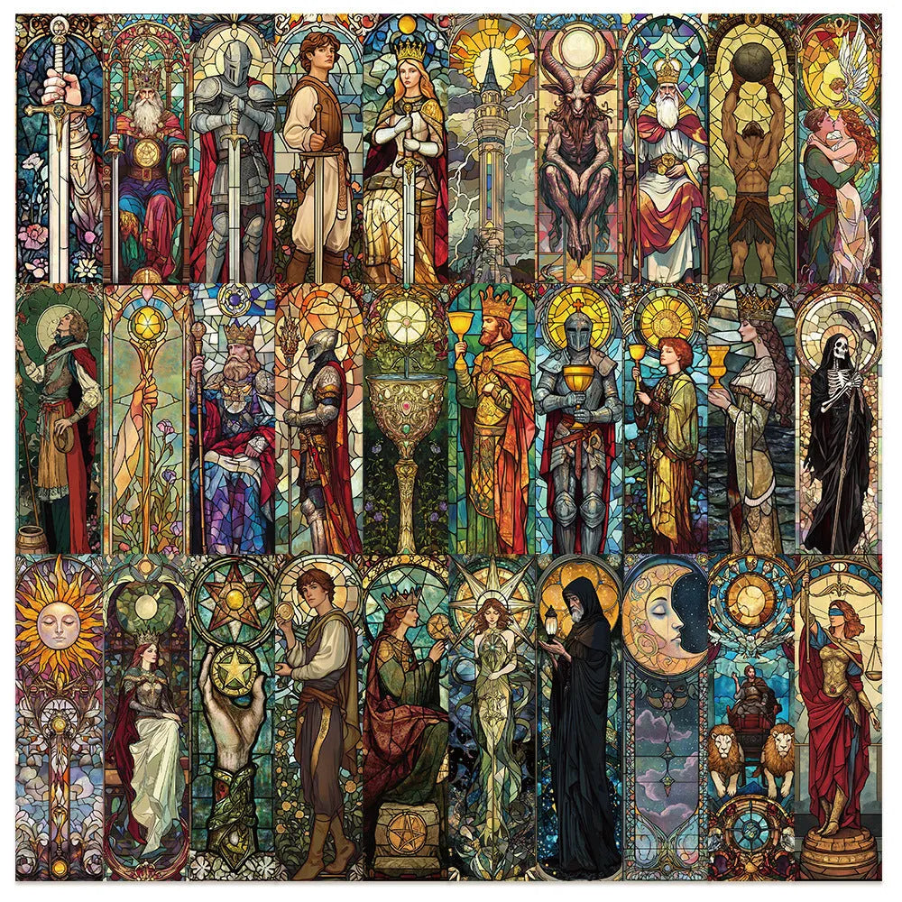 30 painted glass tarot bookmarks with cute homemade style and paper construction