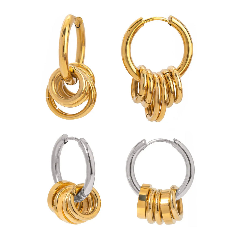 Stainless steel electroplated earrings in silver and rose gold tones with ins style design