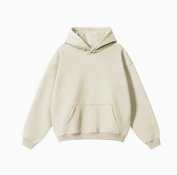 Men's loose fit hooded sweatshirt in cotton terry fabric with drop-shoulder sleeves