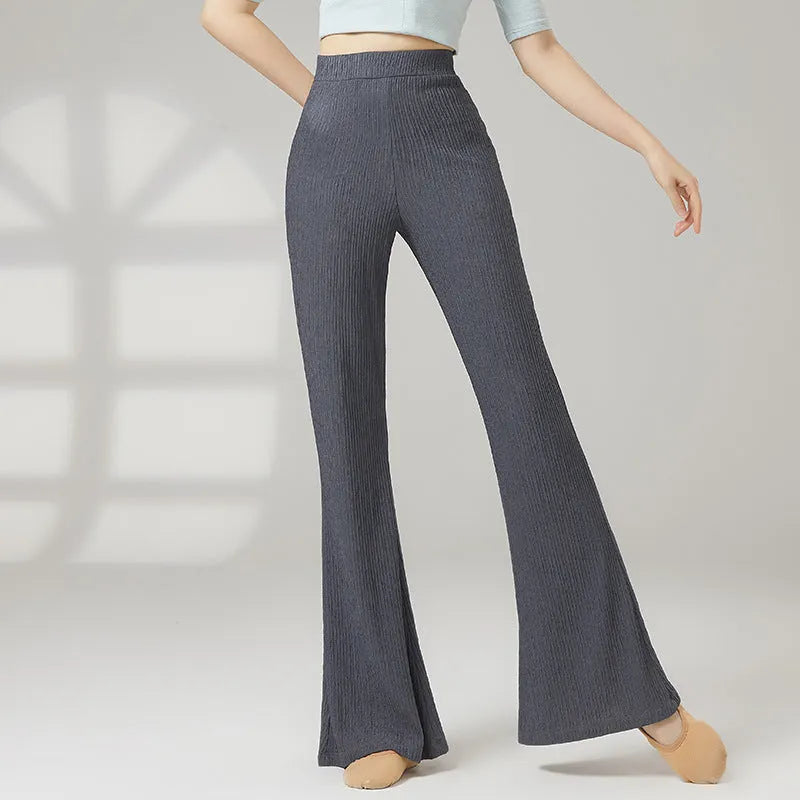 Women's solid-colour polyester dance practice leggings in beige, grey, khaki, purple and black