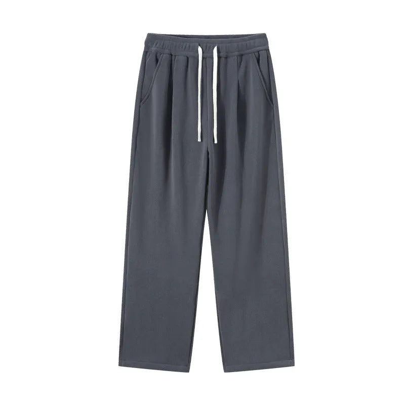 Men's double-sided polar fleece sports casual pants with fleece-lined thickening in apricot colour