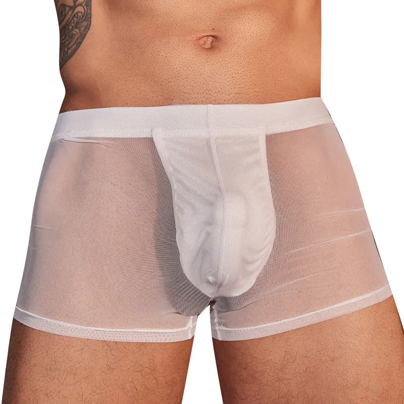 Men's black and white breathable nylon boxer briefs in free size
