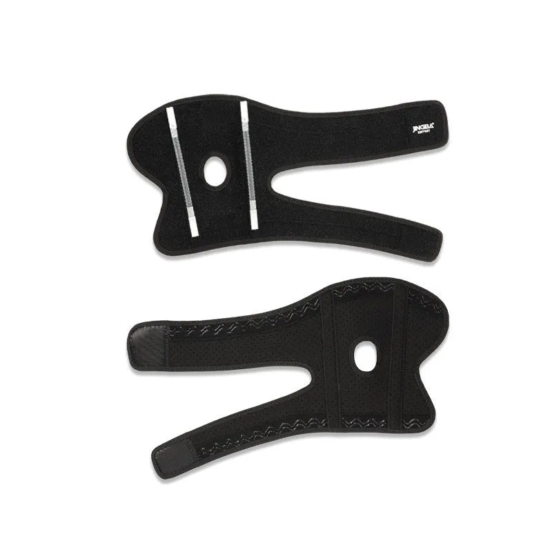 Black adjustable sports elbow guard shown on an arm.