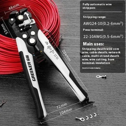 Fully automatic wire stripping pliers with 45# steel construction and high-carbon blades