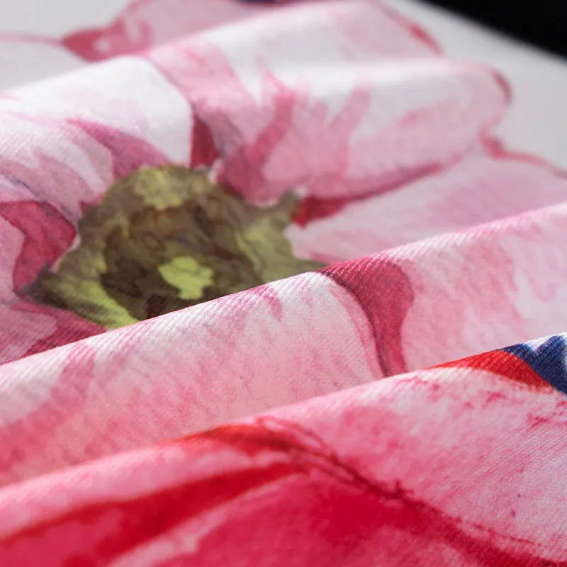 Men's ice silk printed underwear in polyester fabric showing floral design with mid waist cut