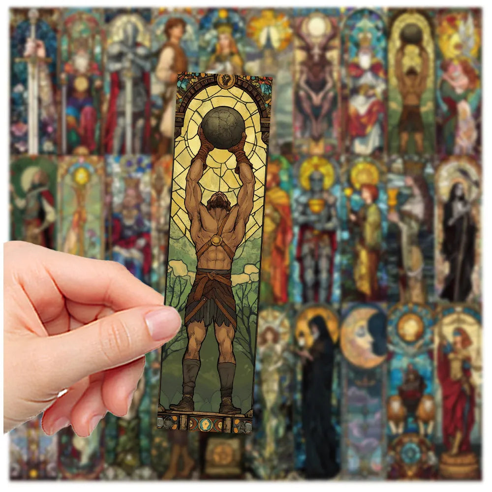 30 painted glass tarot bookmarks with cute homemade style and paper construction