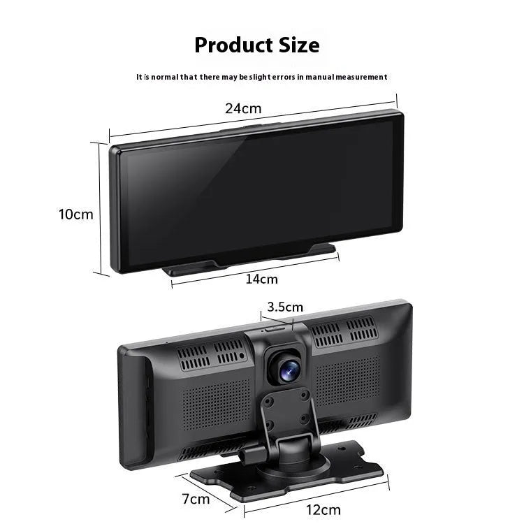 10-inch car smart screen with CarPlay, driving recorder, and reversing camera functions