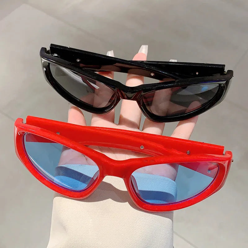 Sports sunglasses with windproof design in multiple colour combinations including black frame with blue lenses