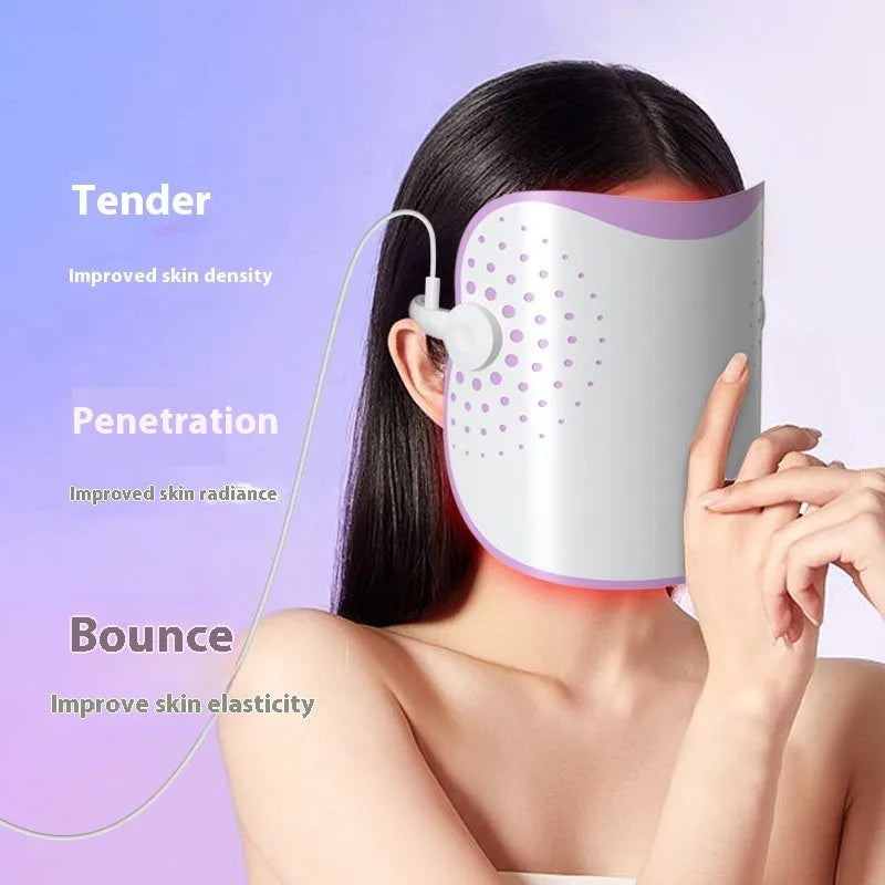 White and purple photon IPL beauty mask device for at-home skincare treatment