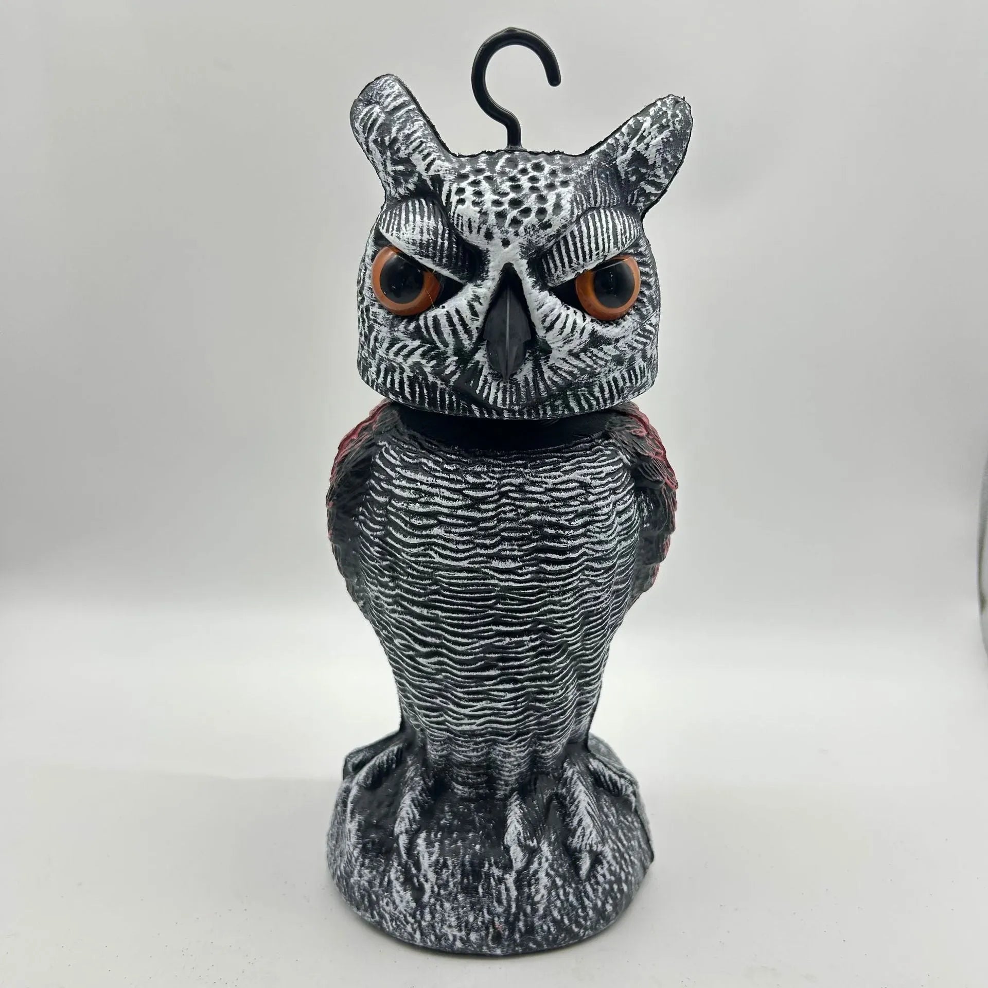 Artificial owl bait ornament with shaking head design for garden bird control in PE plastic construction