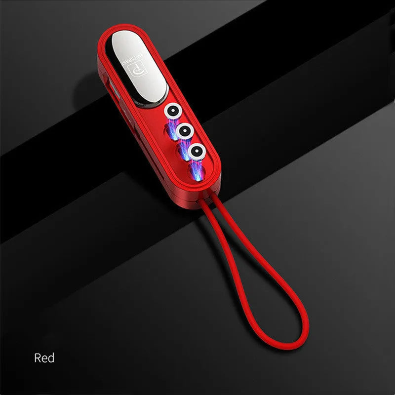 Magnetic three-in-one USB charging cable in black, white, or red colours with 0.4m length