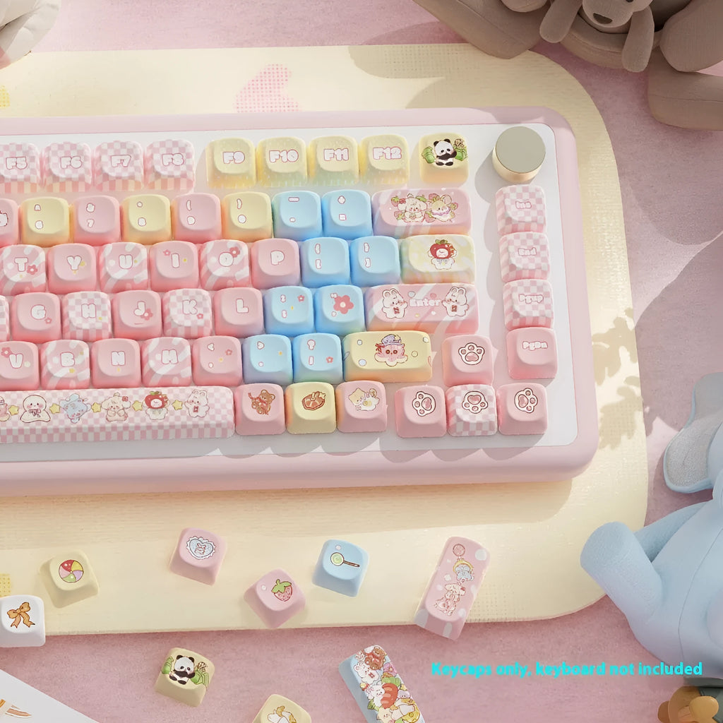 Clip Doll PBT mechanical keyboard key cap set with sublimation printed doll designs for complete keyboard customisation
