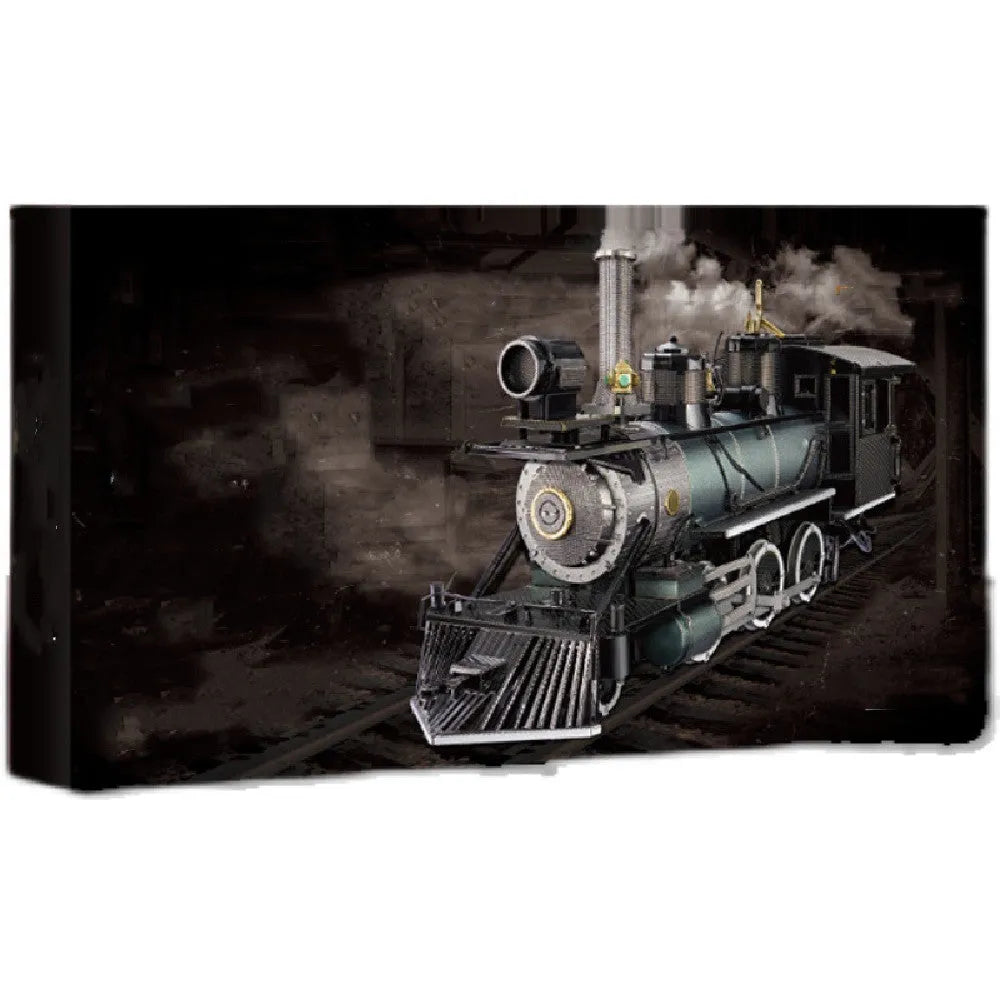 Metal colour printing assembled model puzzle of MG steam locomotive in brass and stainless steel, assembled size 17x5x8cm