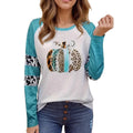 White Halloween t-shirt with 3D pumpkin print and sky blue colour in Japanese Korean casual style