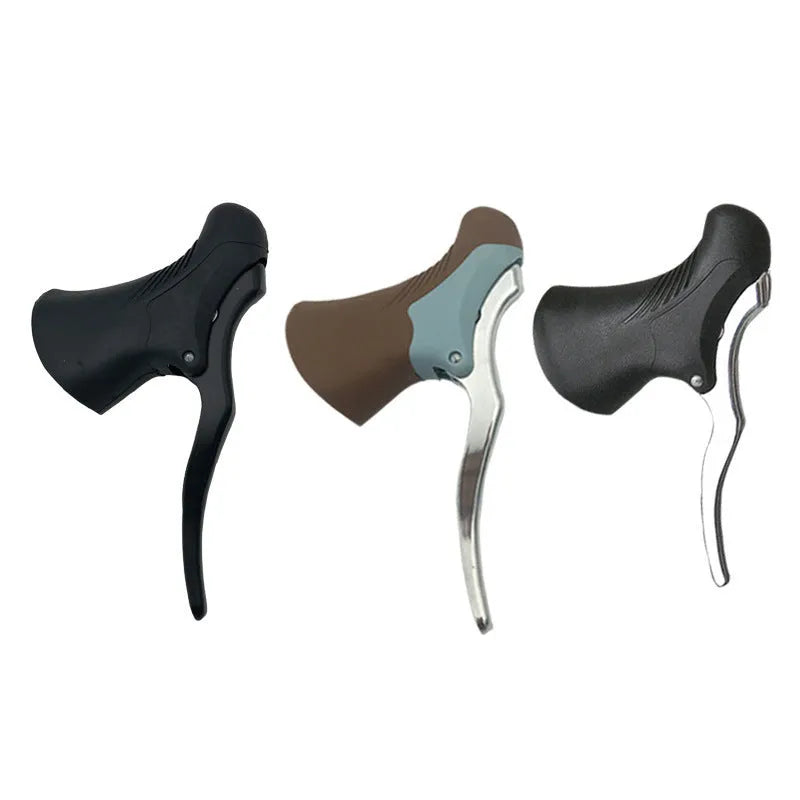 Aluminium alloy road bicycle brake handles in black and black/silver colours for 22.2mm and 23.8mm handlebars