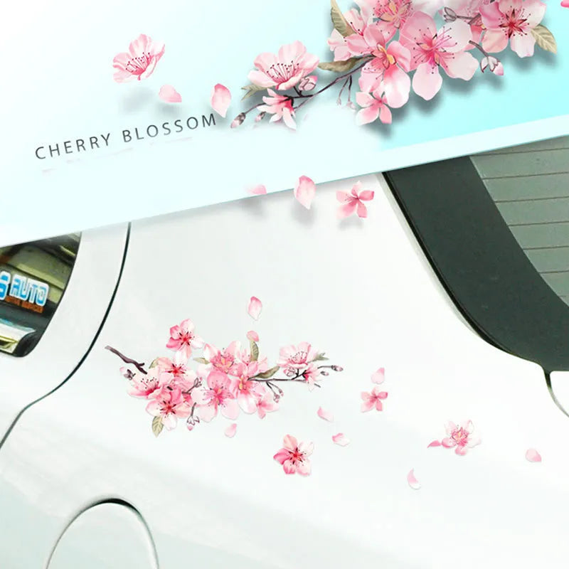 Cherry blossom flower pattern car stickers in two sizes for vehicle decoration
